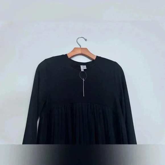 ASOS Smock Pleated Long Sleeve Mini Dress in Black size 8 - Picture 13 of 13